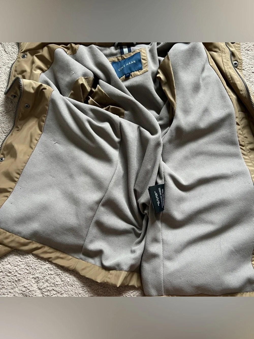 Cole Haan Khaki Packable Jacket Utility Preppy Minimalist Old Money Capsule Sz S